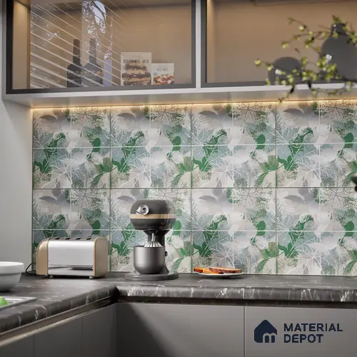 Tropical Wall Tile TL 07248 Plana 8001 GLM (Silver) 1 ft x 1 ft Ceramic Matte Finish - 9 mm  | 2 mm Spacer is Mandatory | Please Expect a Slight Variation of Pattern